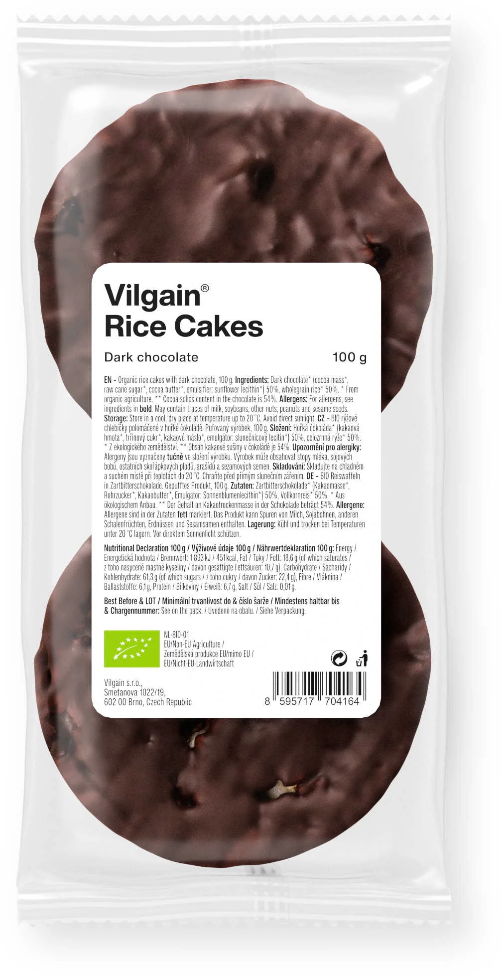 Vilgain Ryžové chlebíčky BIO horká čokoláda 100 g
