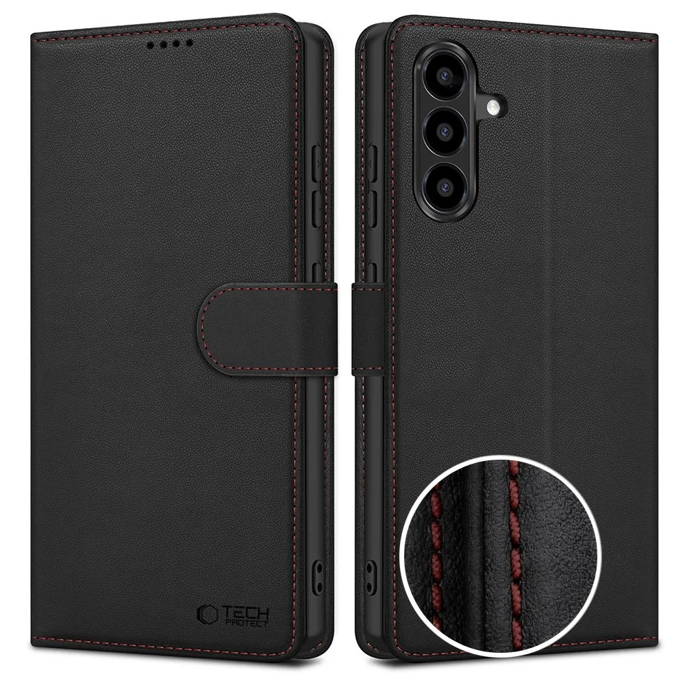 Tech-Protect Wallet knižkové puzdro na Samsung Galaxy A57 5G, čierne / červené červené