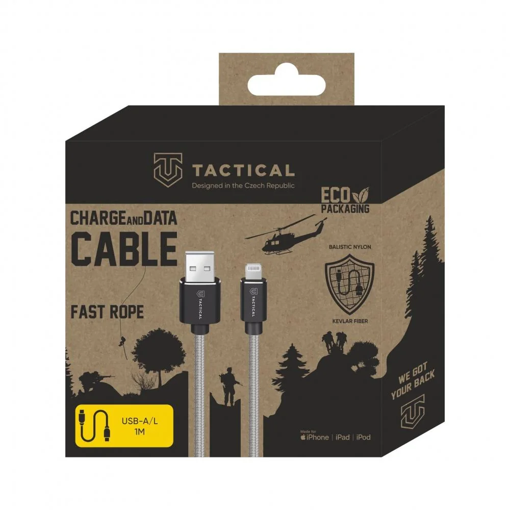 Extra pevný kábel USB-A/Lighting MFI 1m - Sivá H31196