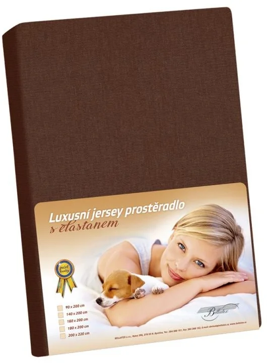 Jersey s elastanom prestieradlo 180x200 318 tm. hnedá KL4 1×1 ks, posteľná plachta