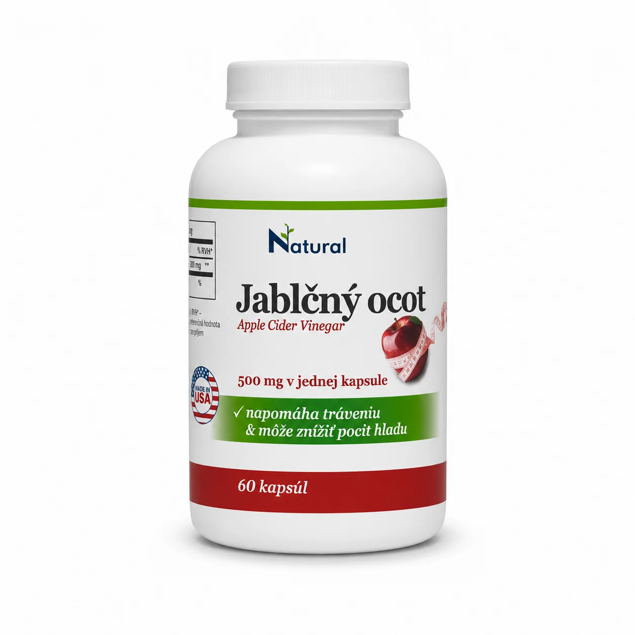 Jablčný ocot | 500 mg | Detox, trávenie a metabolizmus | 60 kapsúl