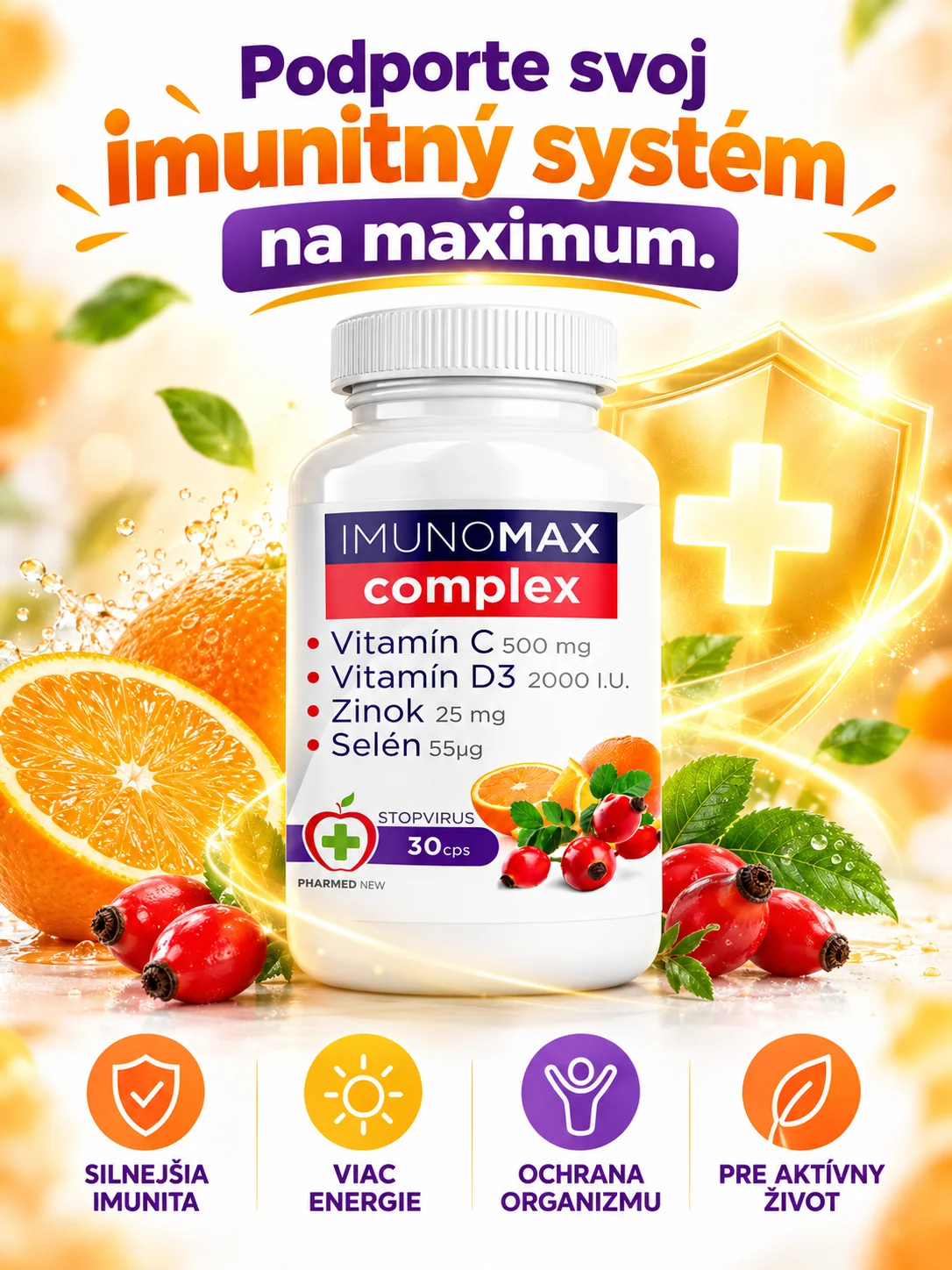IMUNOMAX COMPLEX C+D+Zinok+Selén 30 cps