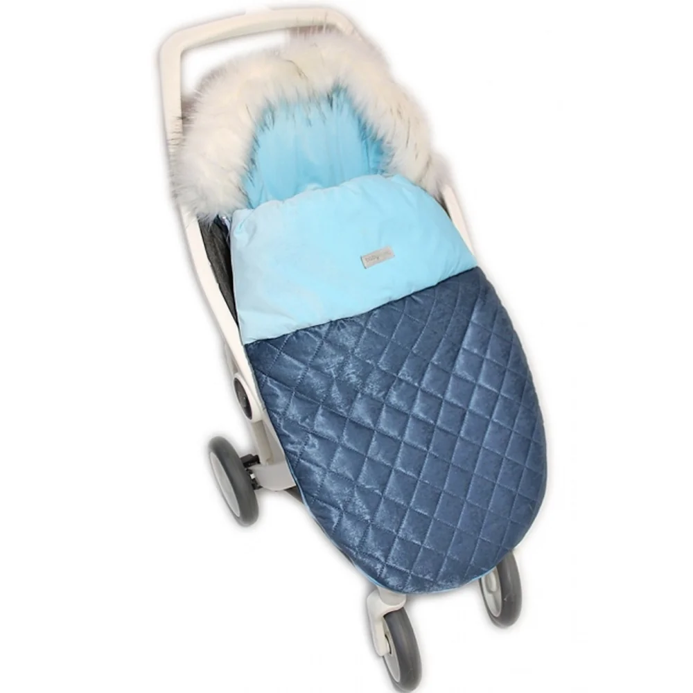 Baby Nellys Fusak, spacáček 105x55 Velvet exkluzív prešívaný - modrý 