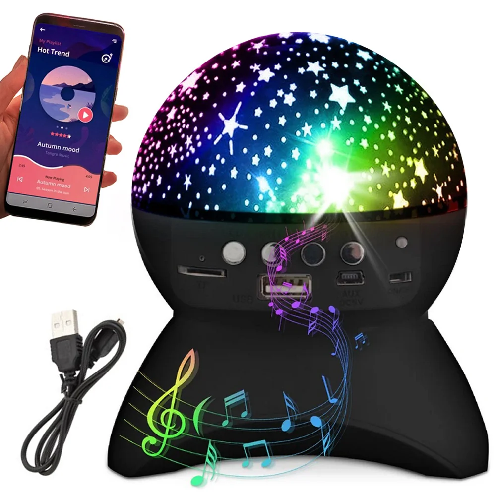 Projektor hviezd s reproduktorom – LED lampa s Bluetooth a USB