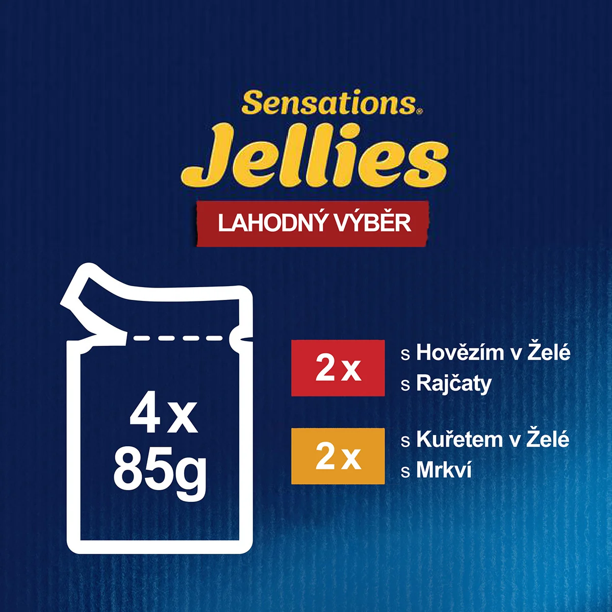 Felix Sensations Jellies kapsičky pre mačky hovädzie, kura v želé 4×85 g 4×85 g, kapsičky pre mačky