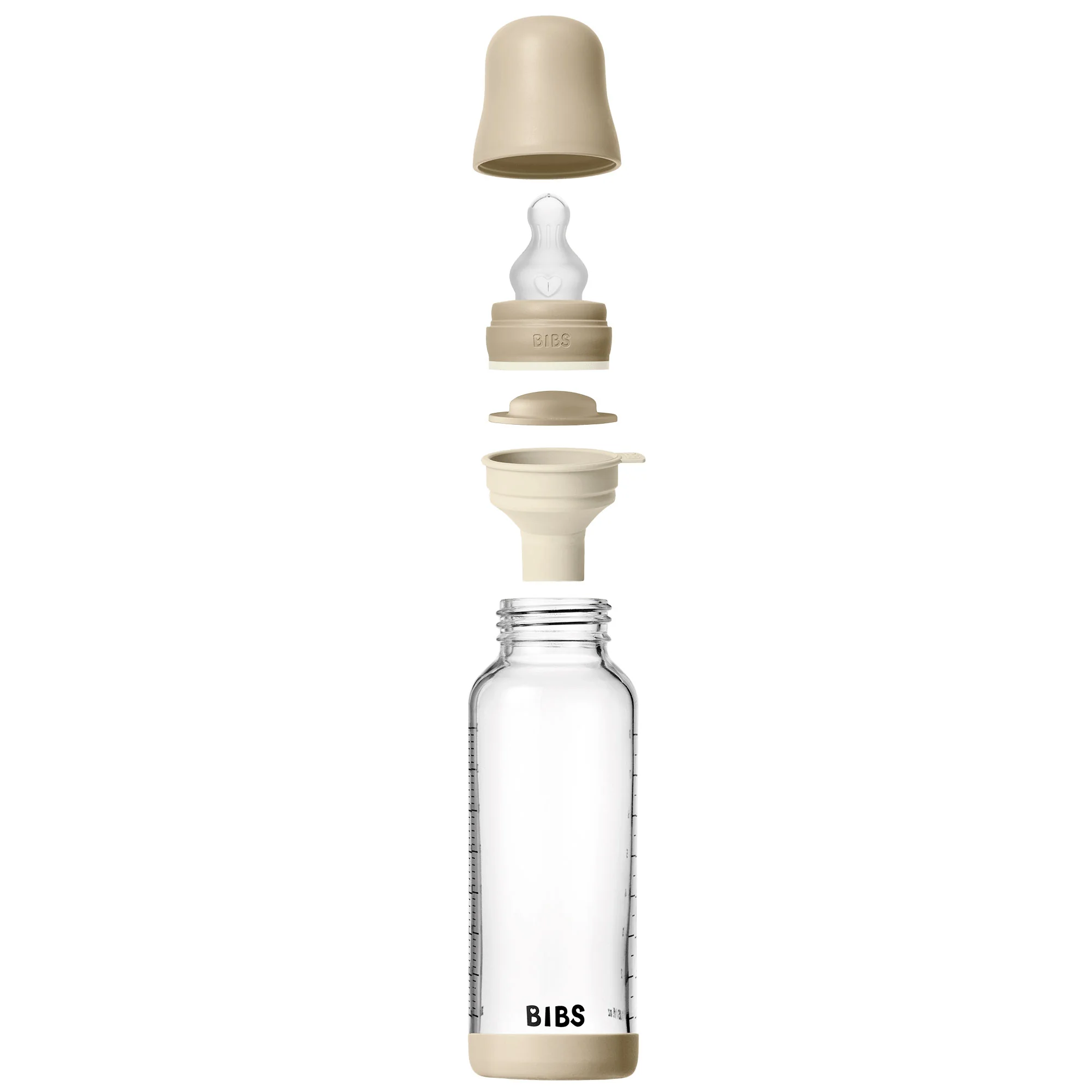 BIBS nočná antikoliková sklenená fľaša so silikónovým cumlíkom 240ml Vanilla