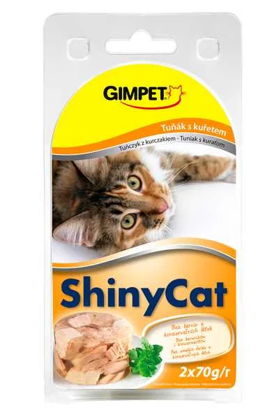 Shiny Cat konzerva Tuniak+Kuraca 2×70g 2×70g