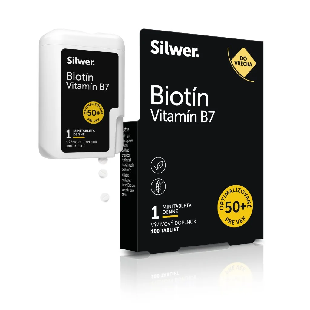 Silwer Biotín - Vitamín B7, minitablety v dvojbalení 100+100 minitabliet. Vlasy, pokožka, nechty, energia.