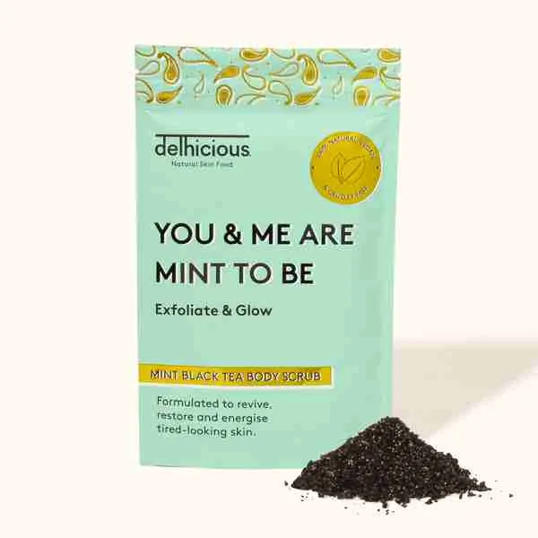 Delhicious, Mint Black Tea Body Scrub 1×100 g, telový peeling