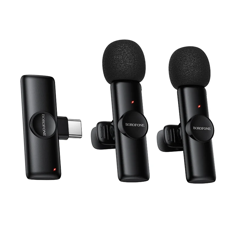 Borofone BFK16A bezdrôtový lavalier mikrofón USB-C 2ks, čierny