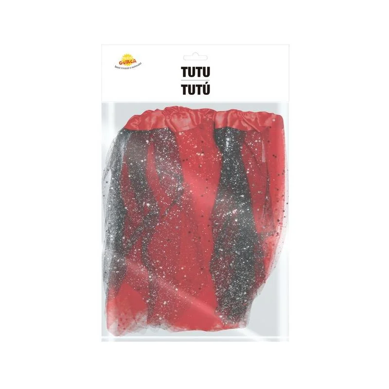 Guirca Detská tutu sukňa červeno-čierna s trblietkami 30cm