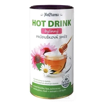 MedPharma HOT DRINK bylinný 1×200 g, priedušková zmes