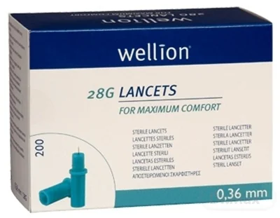 Wellion LANCETS 28G - Lanceta sterilná 1×200 ks, jednorázová sterilná lanceta