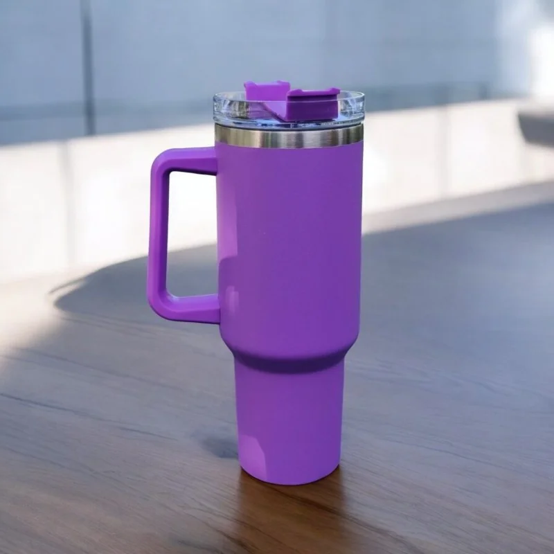 Livefy pohár so slamkou Happycup 1l, tmavo fialový