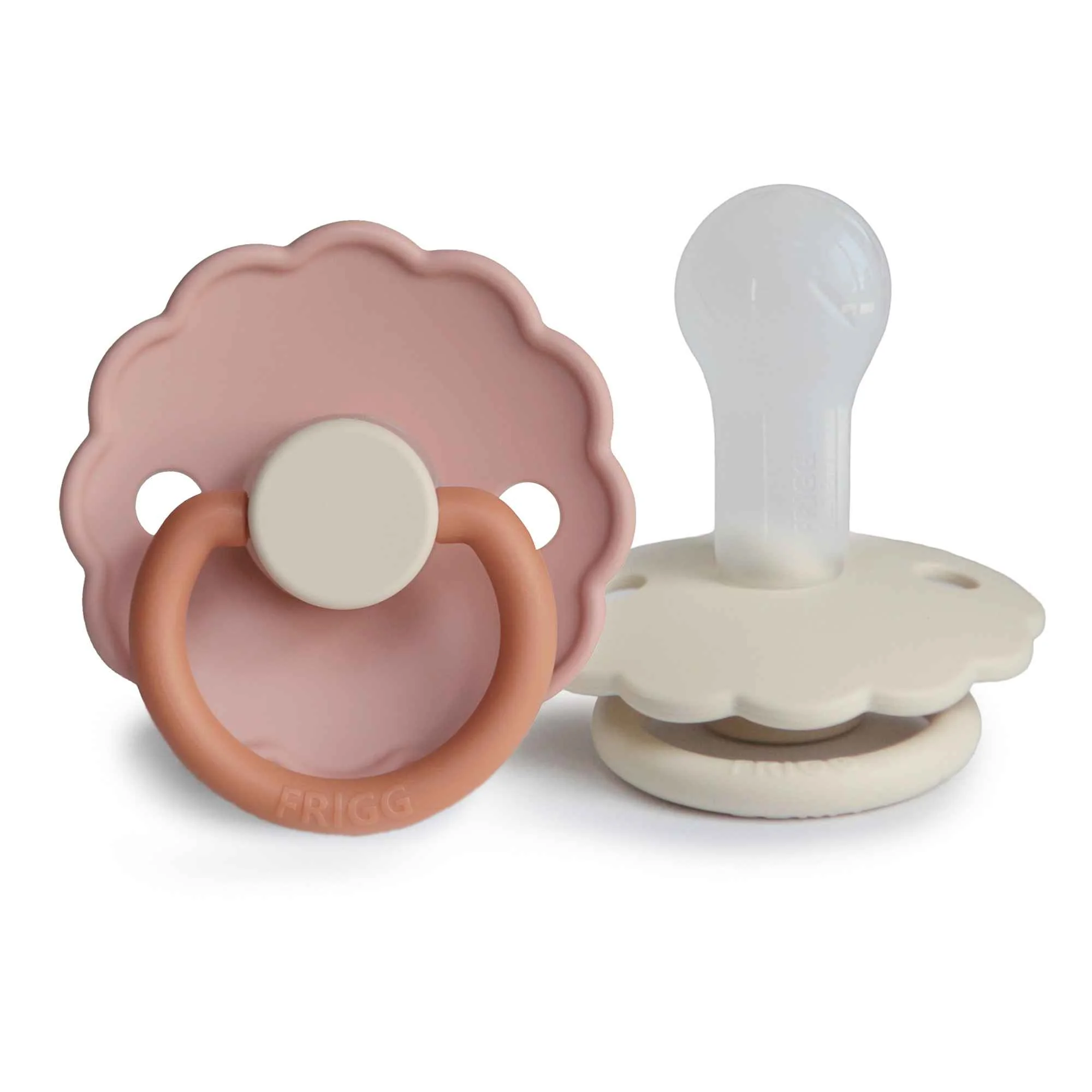 FRIGG Daisy silikónové cumlíky Biscuit/Cream, +6m, dvojbalenie 1×2 ks, cumlíky