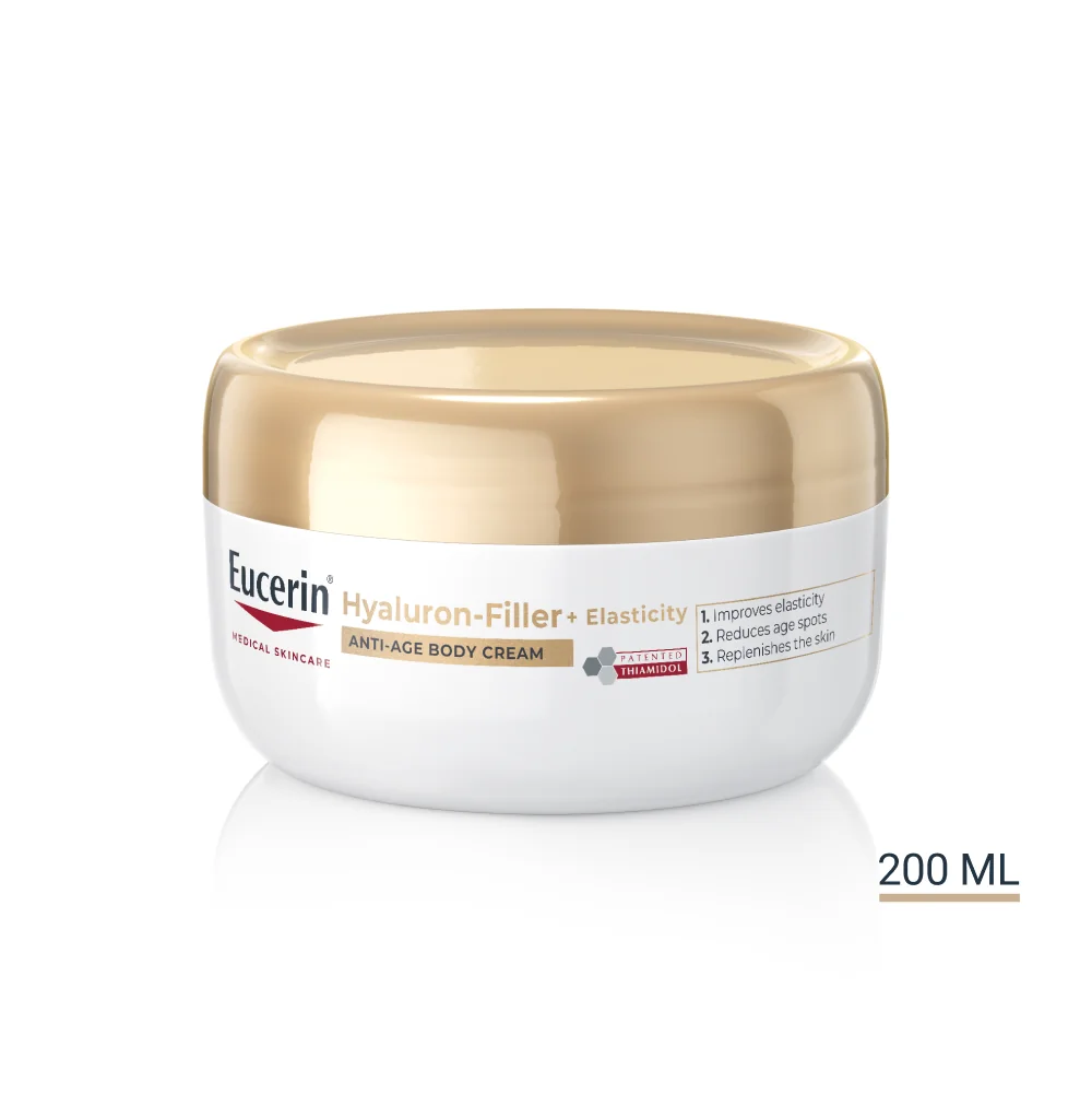Eucerin HYALURON-FILLER + ELASTICITY Telový krém s omladzujúcim účinkom 1×200ml, telový krém