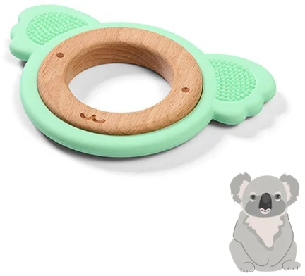 BABYONO Hryzačka dreveno-silikónová Koala 1×1 ks, hryzátko pre deti