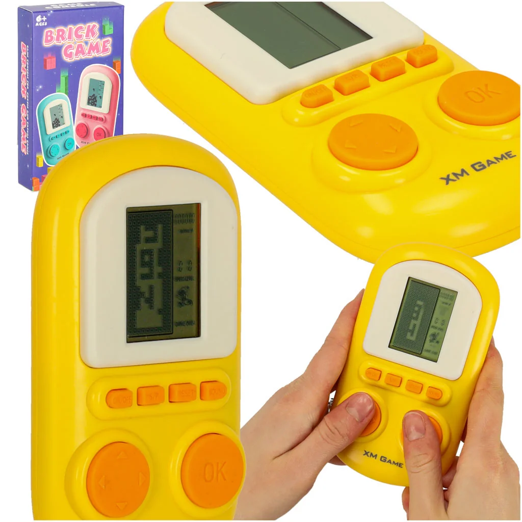 Retro vrecková herná konzola Tetris žltý, 1,5" displej