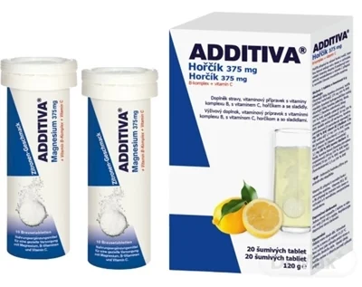 ADDITIVA Horčík 375 mg + B-Komplex + Vitamín C 1×20 tbl, Horčík + B-Komplex + Vitamín C