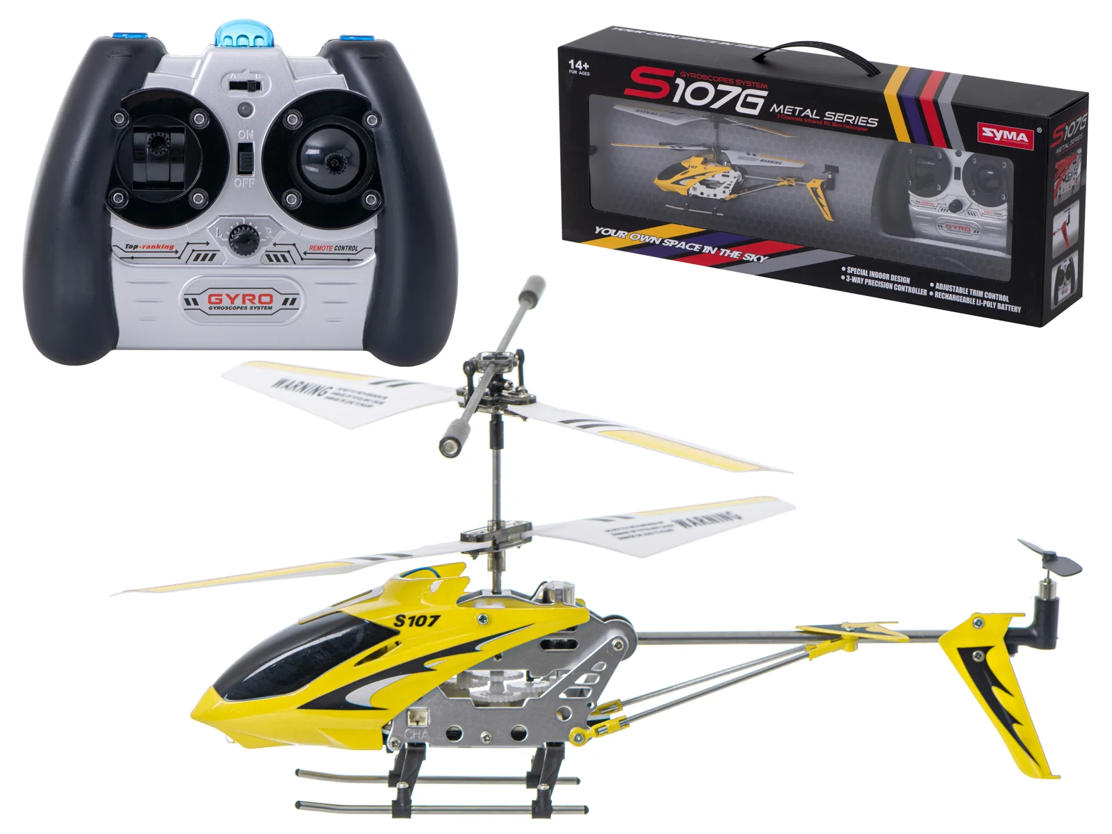 RC helikoptéra Syma – žltá, GYRO, kovová konštrukcia