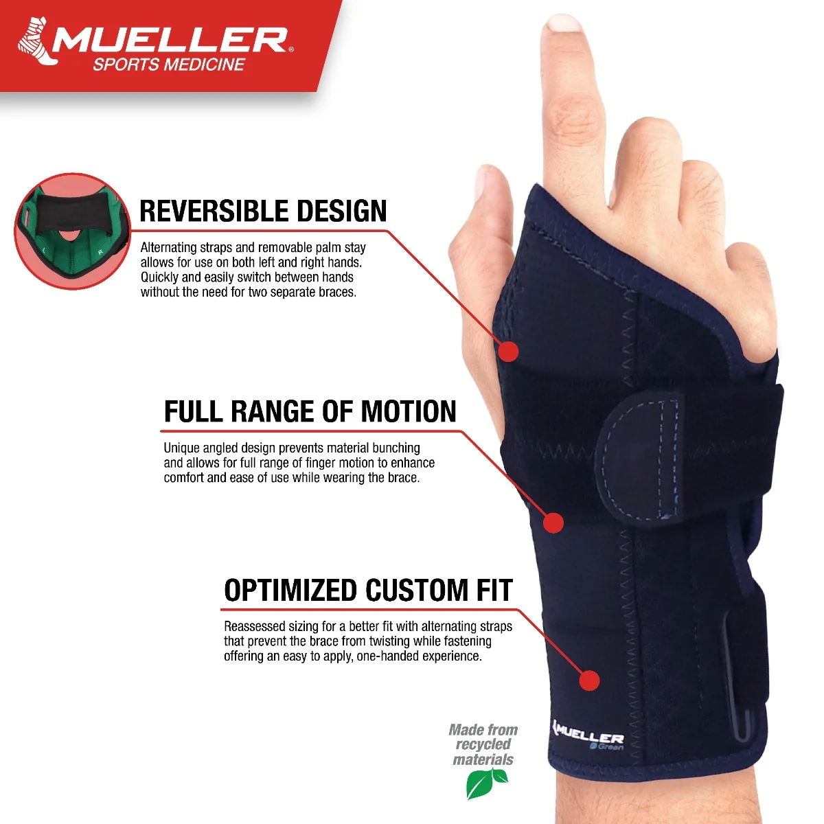 Mueller Green Reversible Wrist, ortéza na zápästie - UNI 1 ks