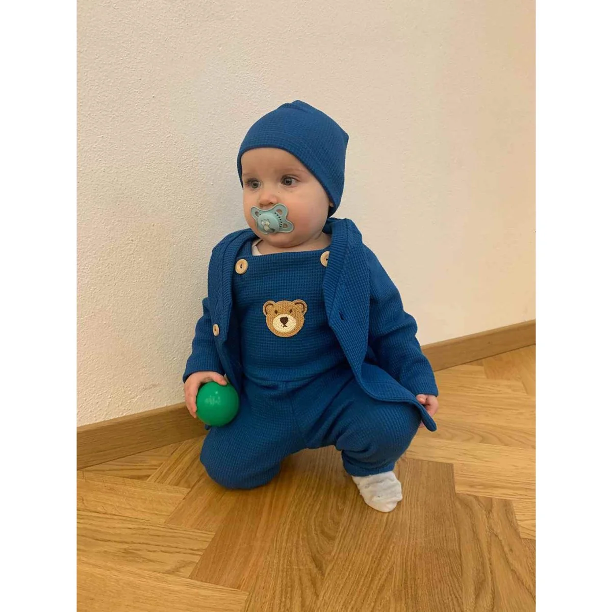 Dojčenská bavlnená čiapočka Luxury clothing modrá, vel. 92/98