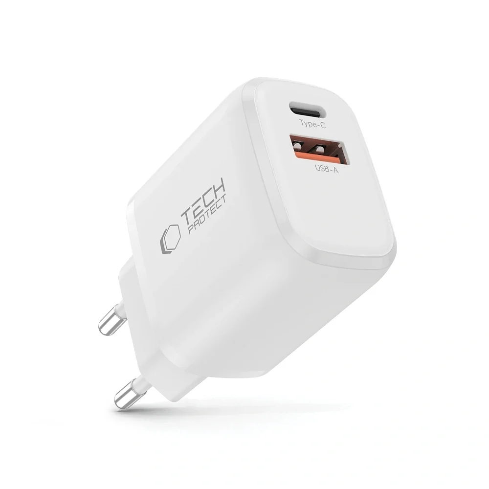 Tech-Protect NCA20 sieťová nabíjačka 20W PD QC, biela