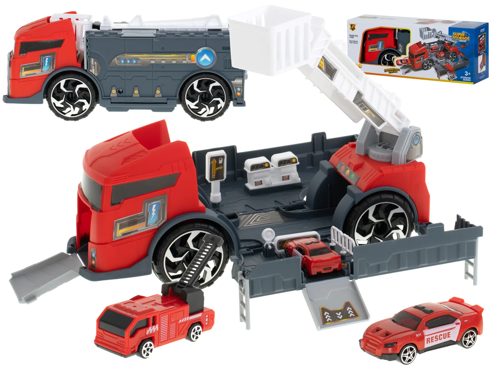 Hasičské auto Transportér – truck 2v1 + 2 autíčka