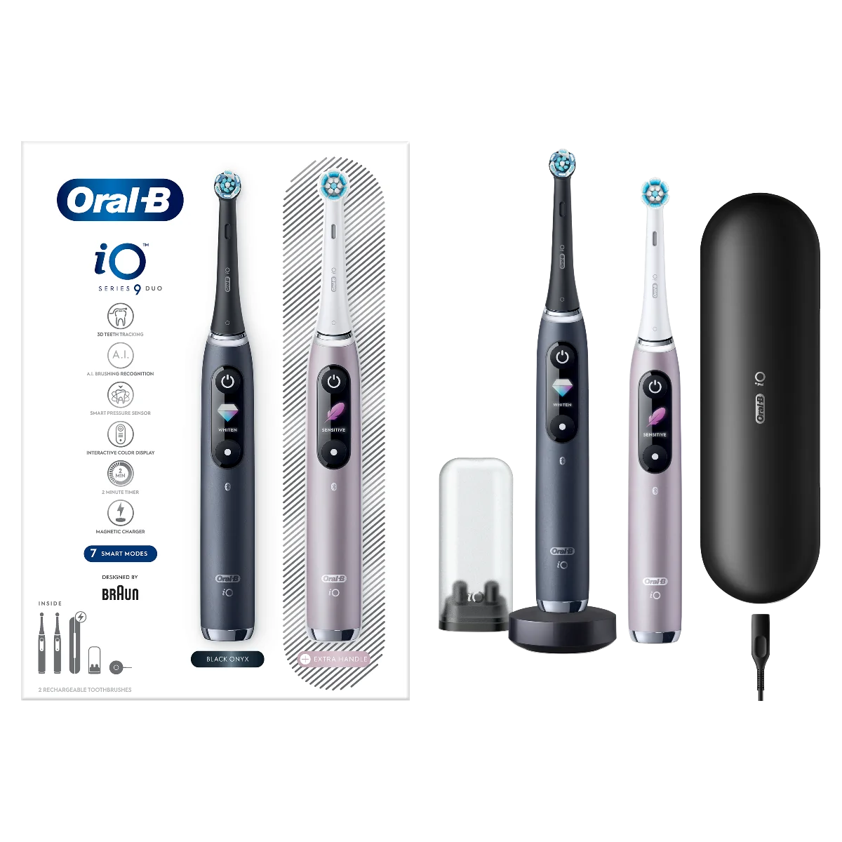 ORAL B IO SERIES 9 DUO BLACK&ROSE ELEKTRICKÁ ZUBNÁ KEFKA "Poškodený obal" 1×1 set, elektrická zubná kefka, produkt s poškodeným obalom