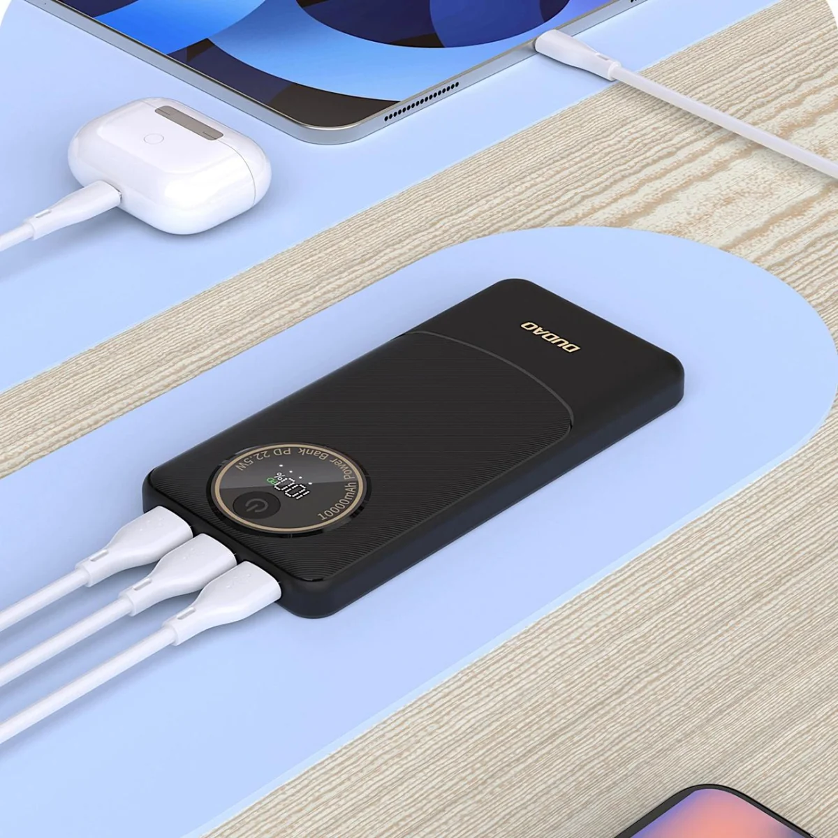 Dudao K12 Power Bank 10000mAh 2x USB / USB-C 22.5W, čierny 