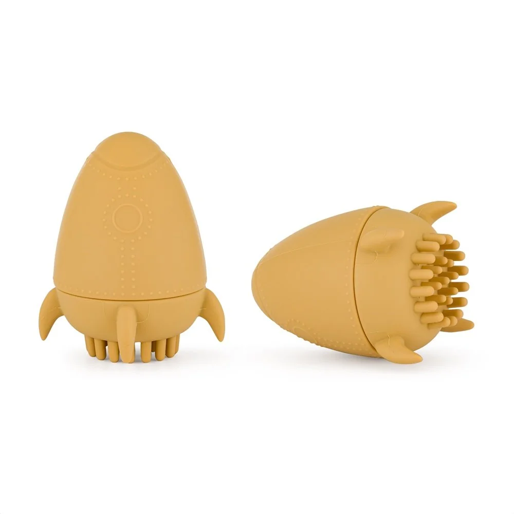 Hračka silikónová do vody s kefkou Splashy Rocket Intense Ochre 6m+