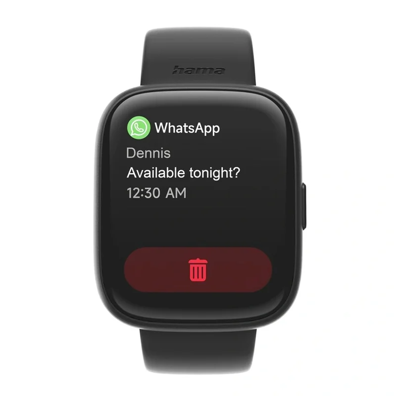 Hama 4000, smart hodinky funkcia telefonovania, vodoodolné IP68, Siri/ Google Assistant, čierne