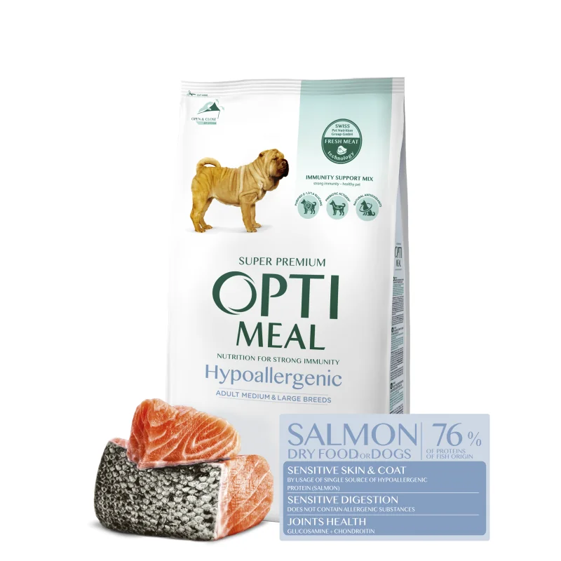 OPTIMEAL™ Hypoalergénne, pre dospelých psov stredných a veľkých plemien – losos 1,5 kg (5925)