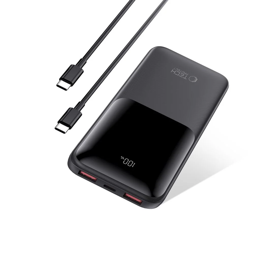 Tech-Protect PB01 Power Bank 10000mAh 2x USB / USB-C 22.5W, čierny