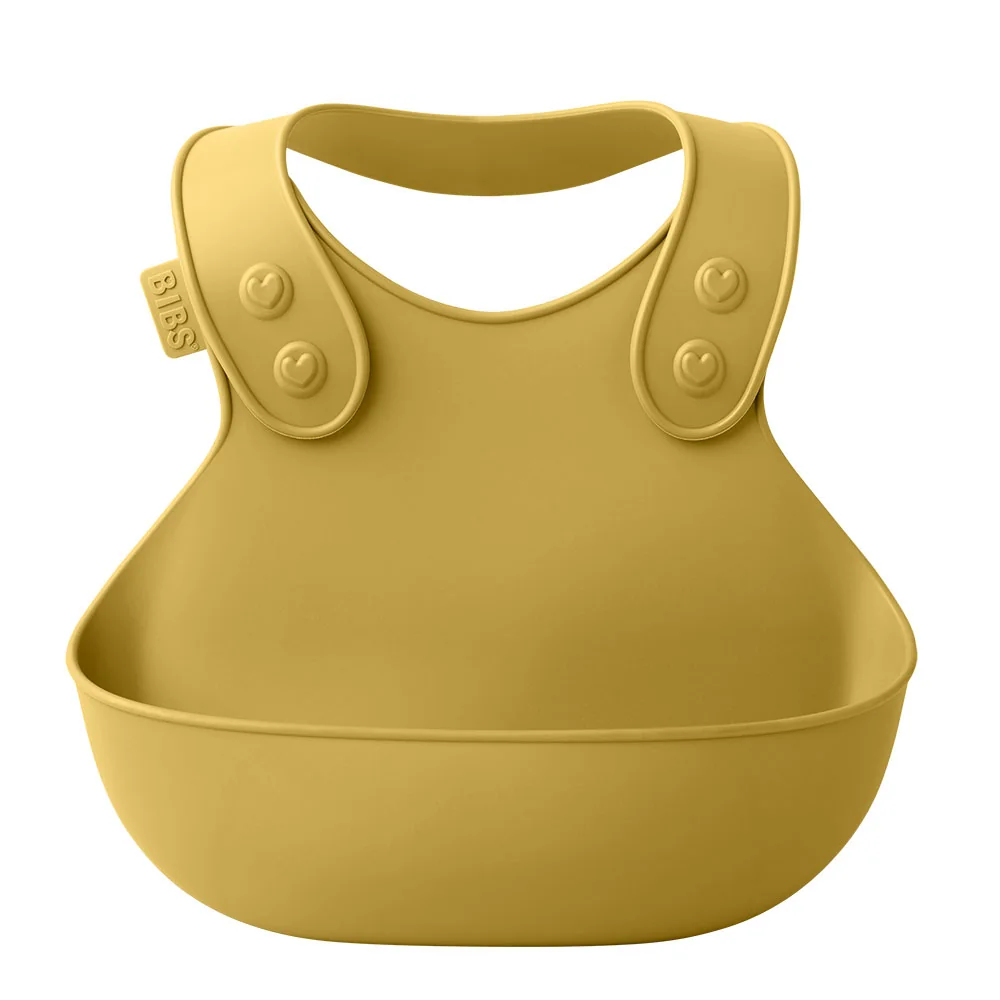 BIBS Detský podbradník s vreckom, mustard 1×1 ks, podbradník pre deti
