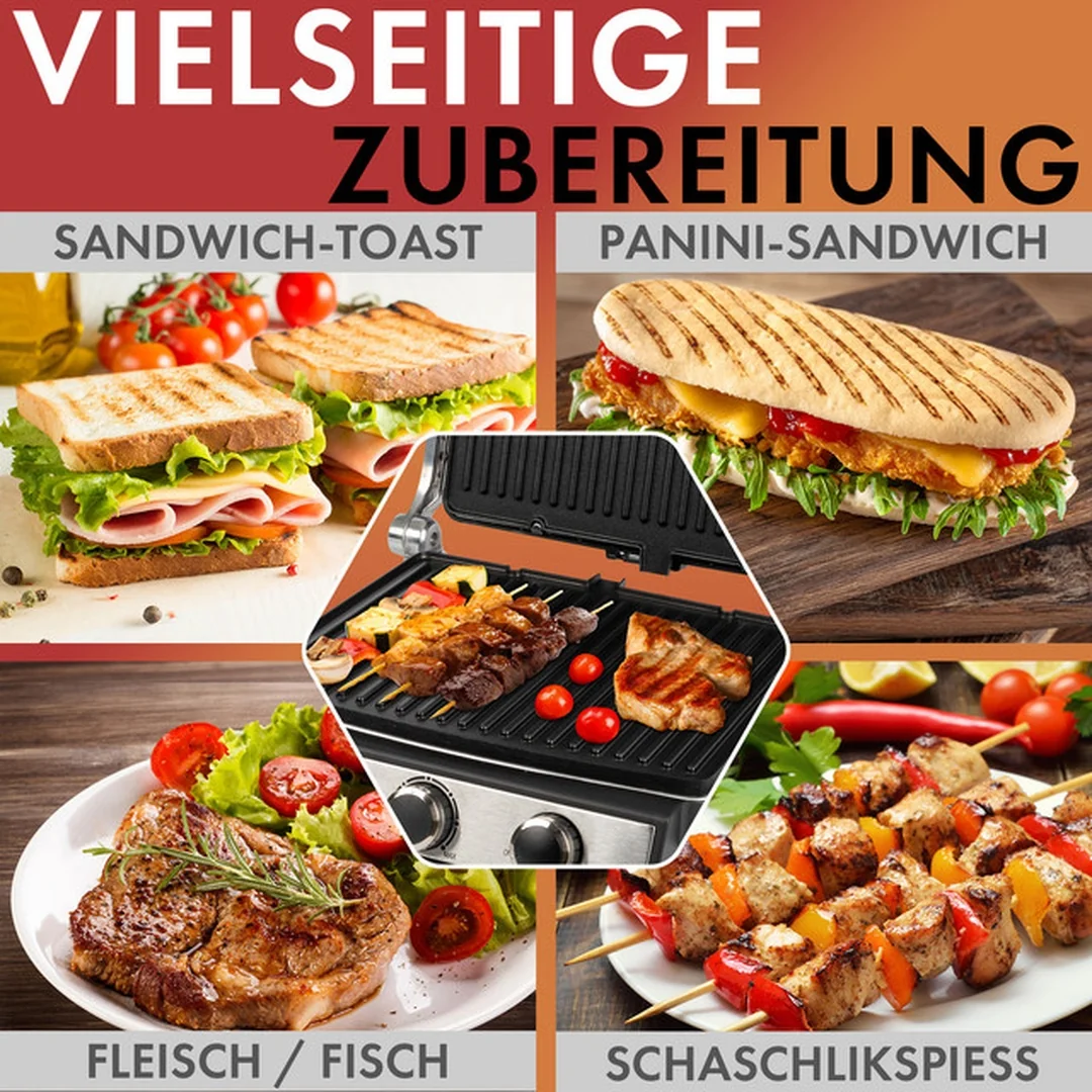 ProfiCook KG 1264 kontaktný gril 2000 W, otváranie 180°