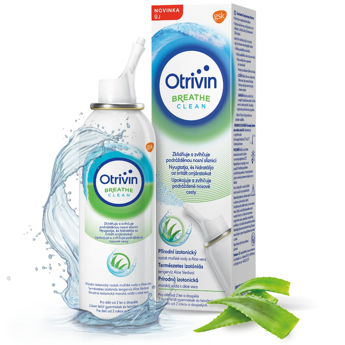 Otrivin Breathe Clean s Aloe vera 1x100 ml, izotonická morská voda na čistenie nosa