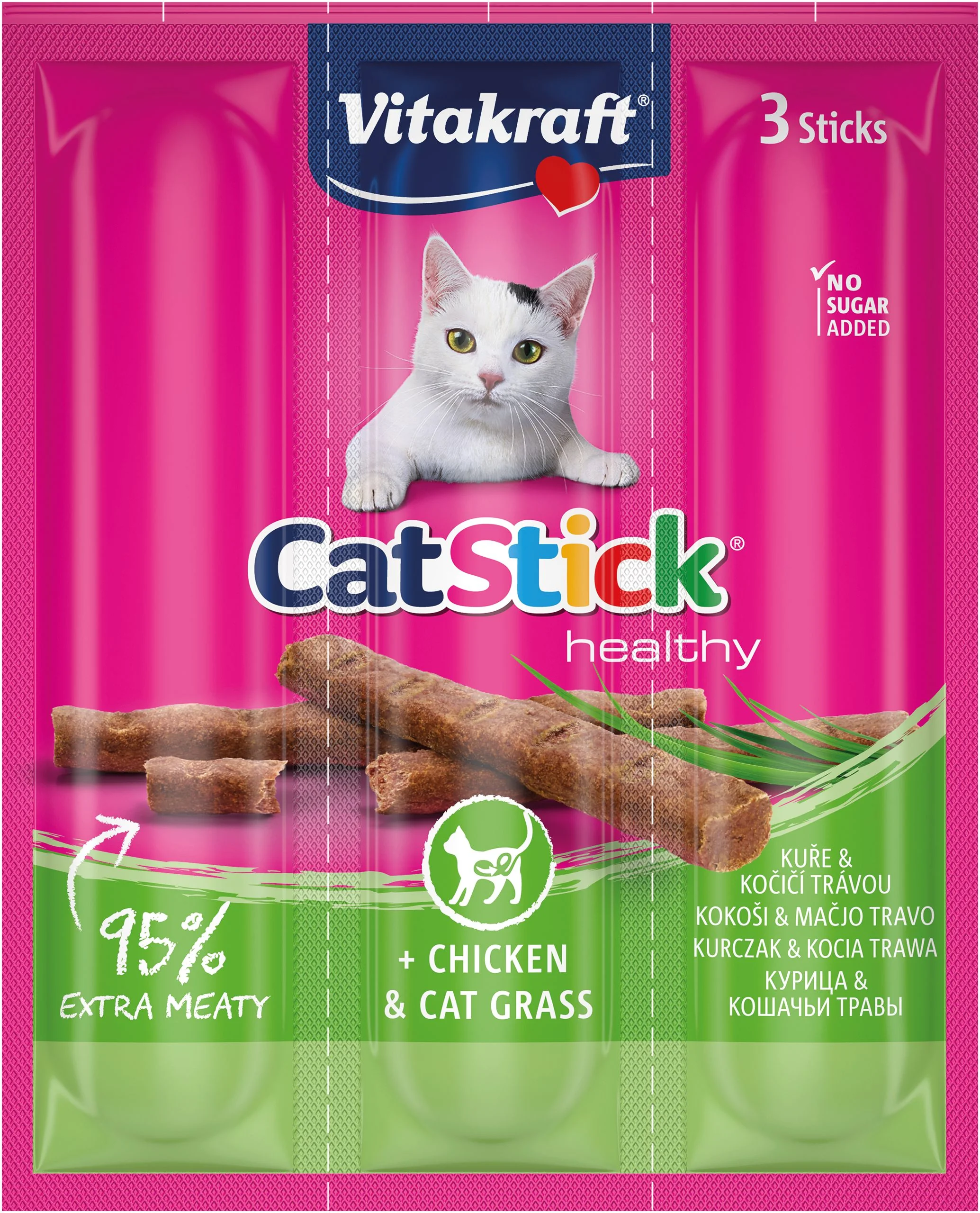 Vitakraft Cat Stick kurča a mačacia tráva 3×6 g