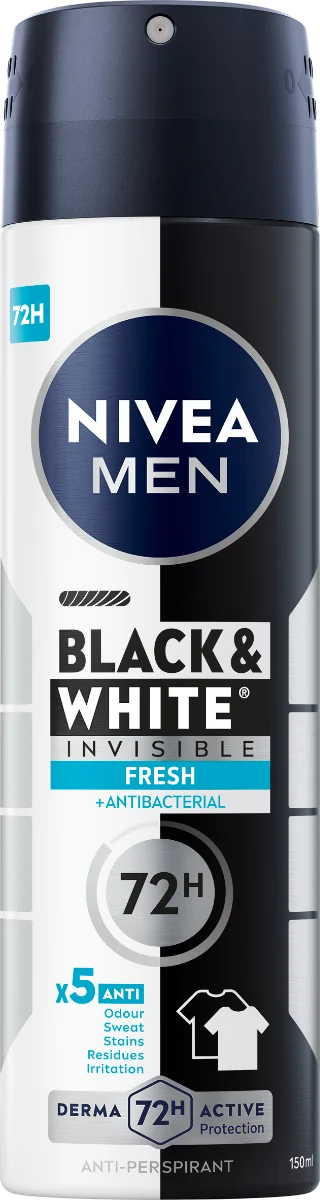 NIVEA MEN Anti-perspirant Black&White Fresh 1×150 ml, antiperspirant