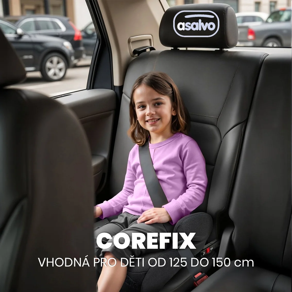 Asalvo CoreFix podsedák i-Size 125–150 cm sivý