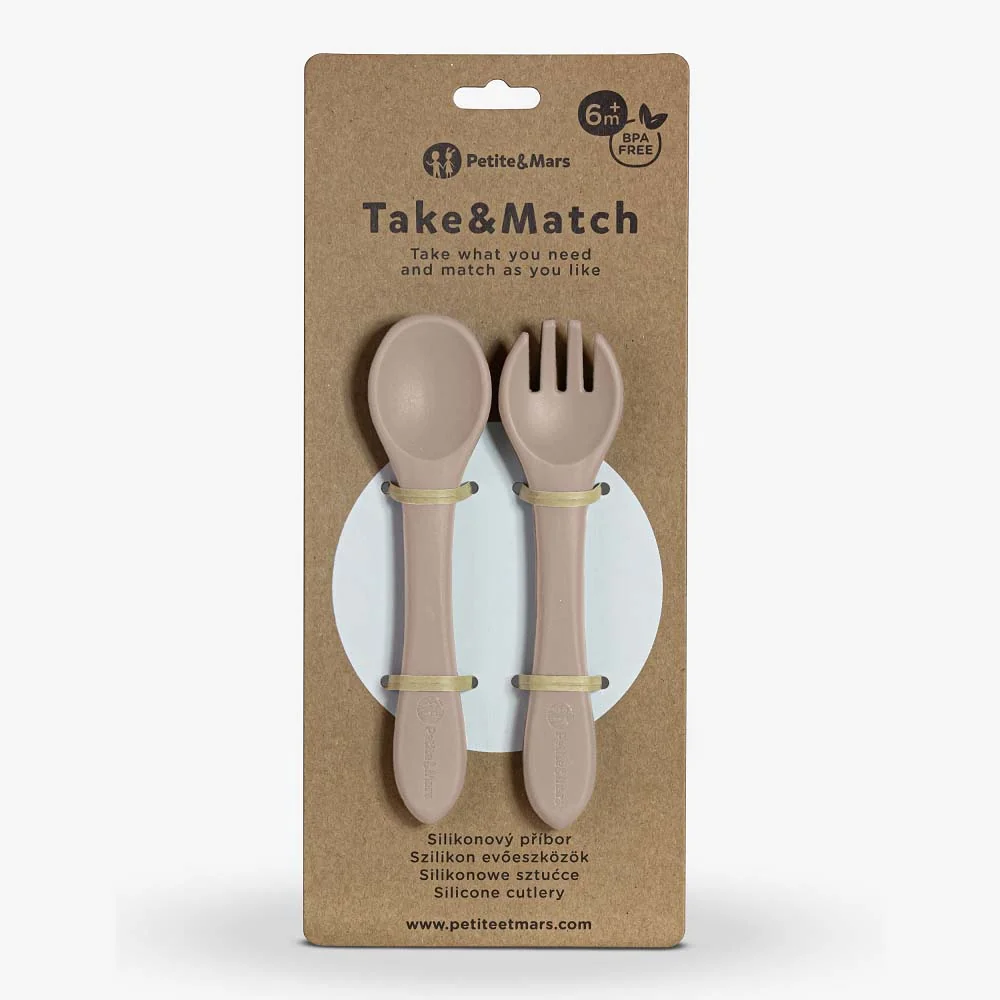 PETITE&MARS Príbor silikónový TAKE&MATCH Desert Sand 6m+ 1×1 ks, silikónový príbor