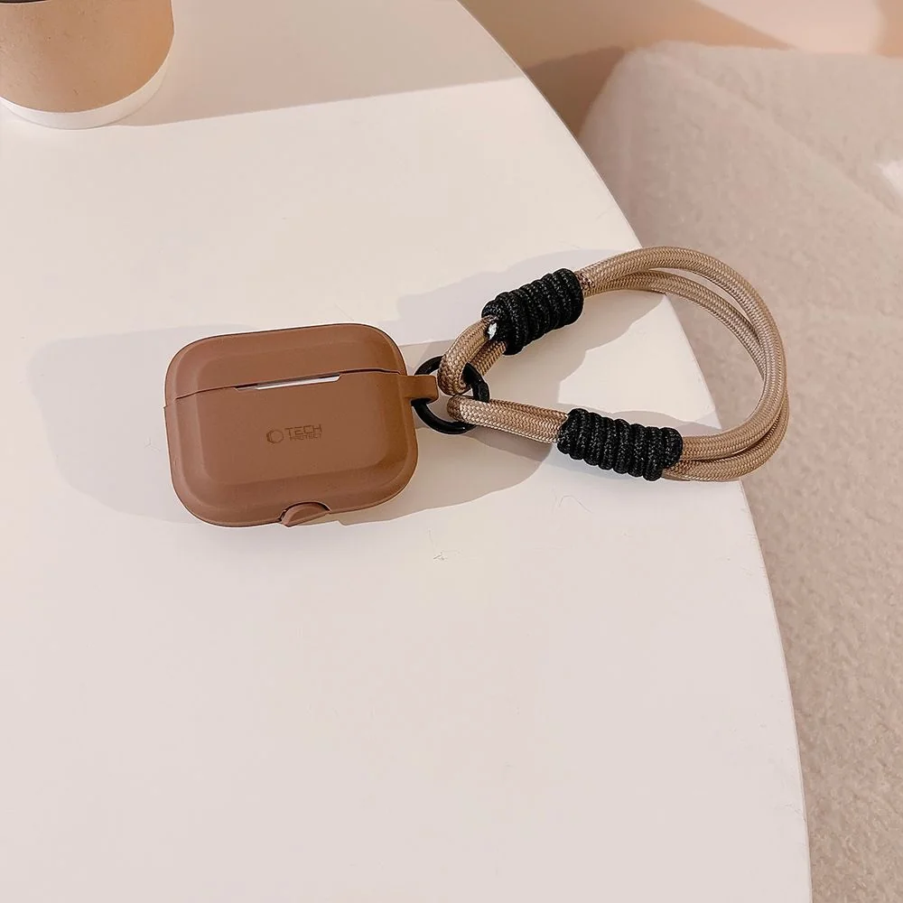 Tech-Protect Silicone Rope puzdro na Apple Airpods Pro 1 / 2, hnedé