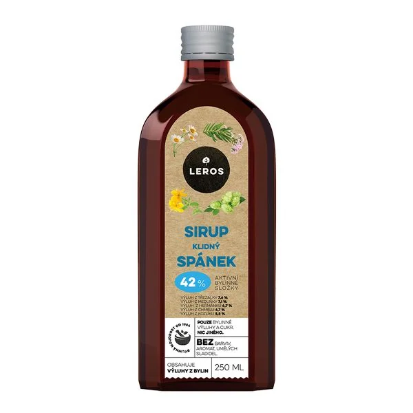 LEROS SIRUP POKOJNÝ SPÁNOK 1×250 ml, sirup na upokojenie a nerušený spánok.
