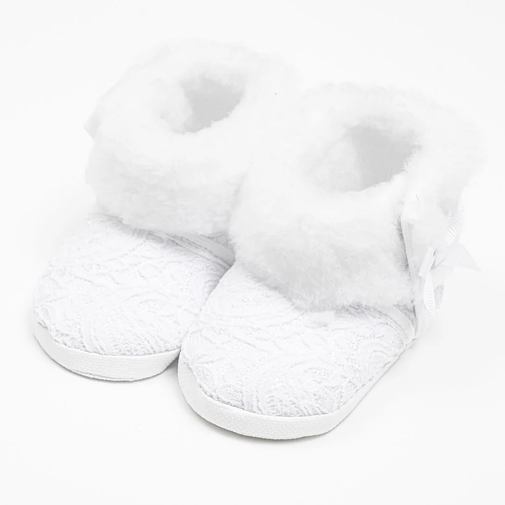 Dojčenské zimné krajkové kozačky New Baby 3-6 m biele 3-6 m,