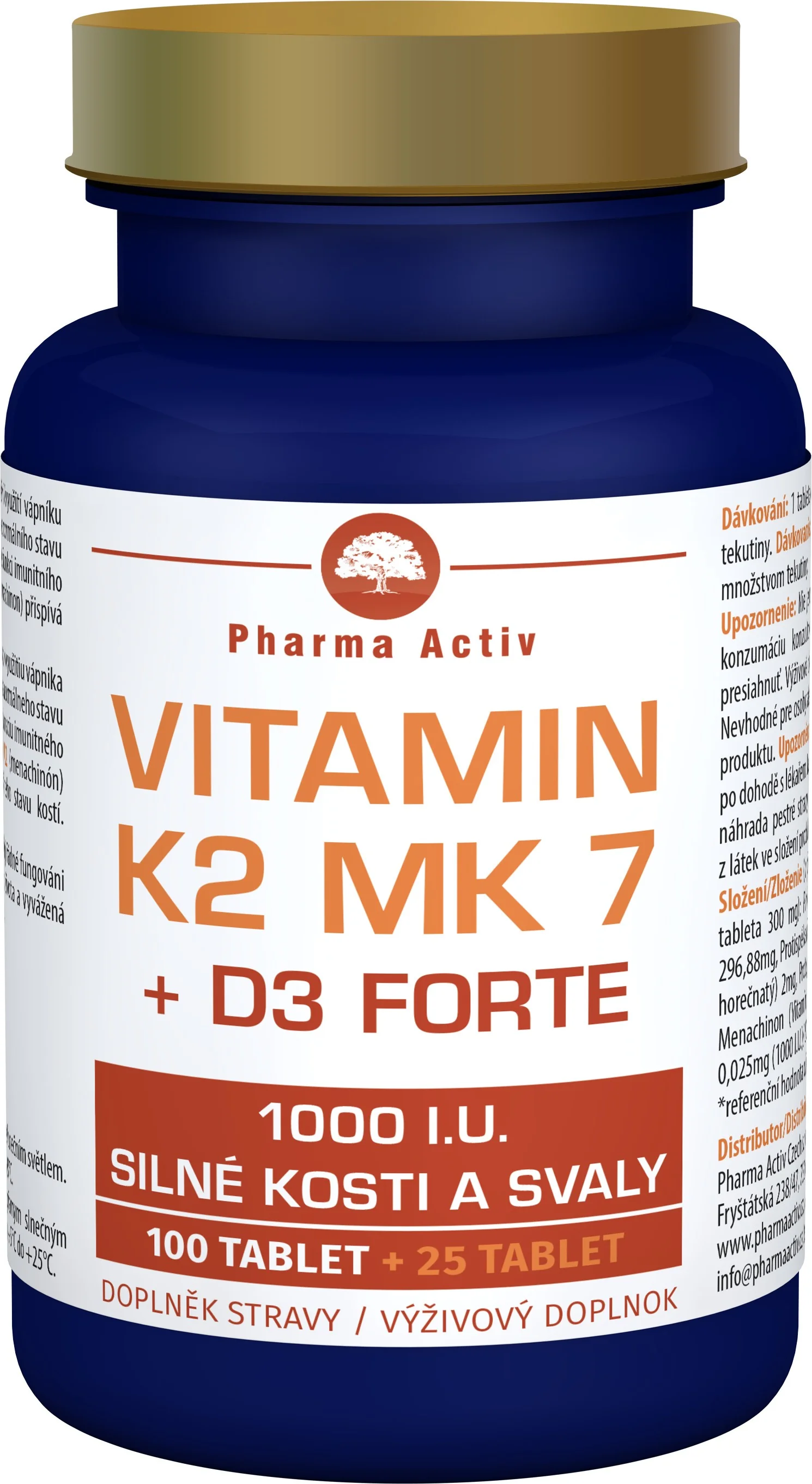 Vitamín K2 MK 7 + D3 FORTE 125 tbl