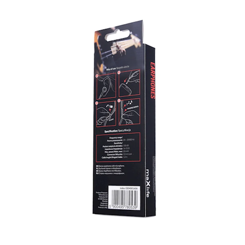 Slúchadlá do uši MAXLIFE MXEP-02 čierne s mikrof.