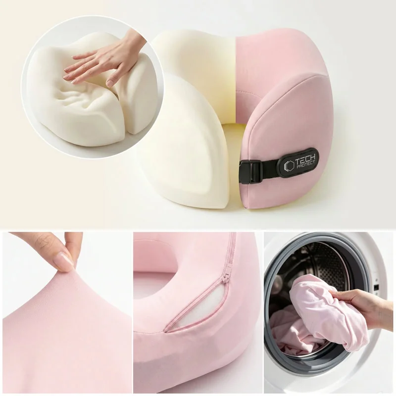 Tech-Protect ComfortRest cestovný vankúš, ružový