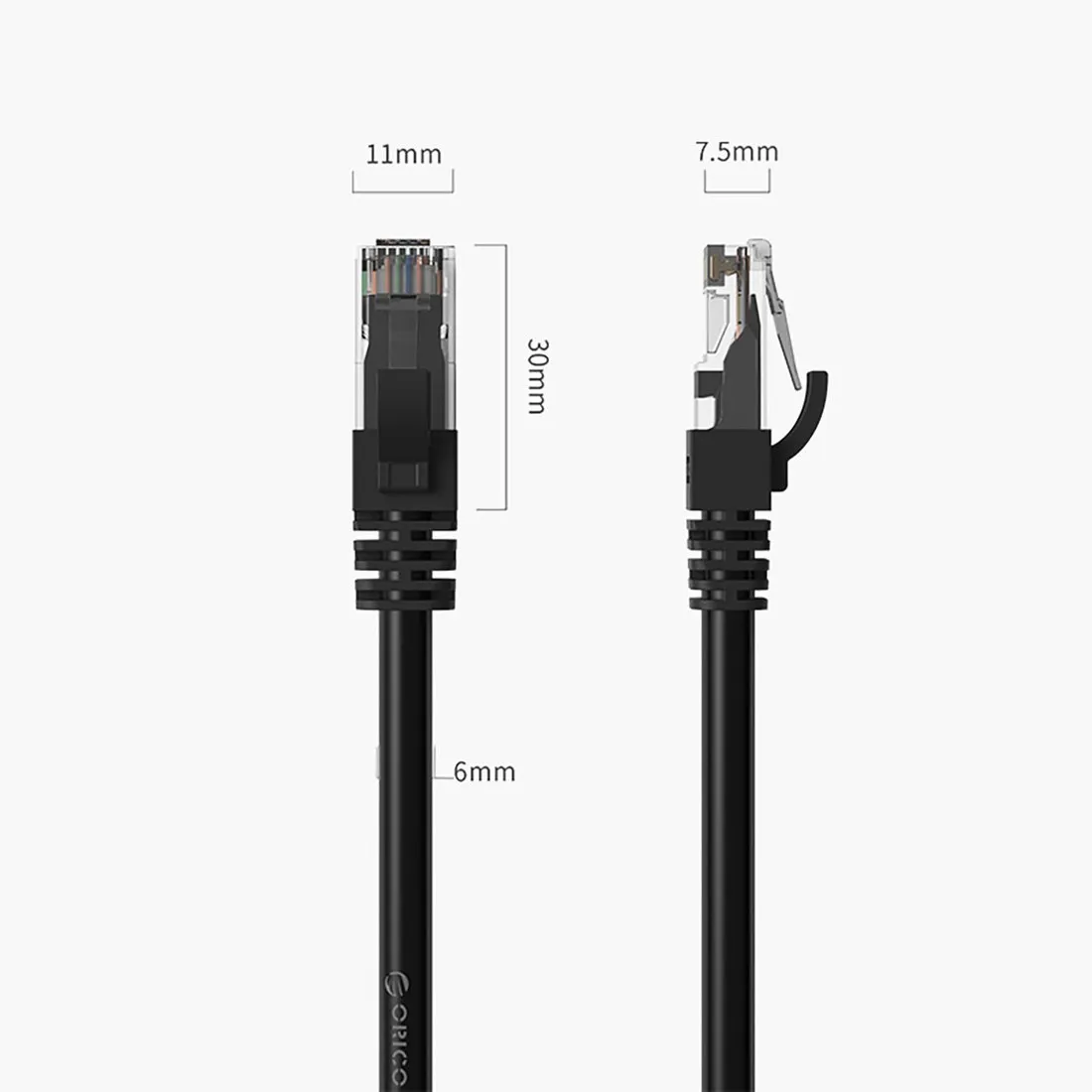 Orico PUG-C6 sieťový kábel LAN CAT6 RJ45 30m, čierny