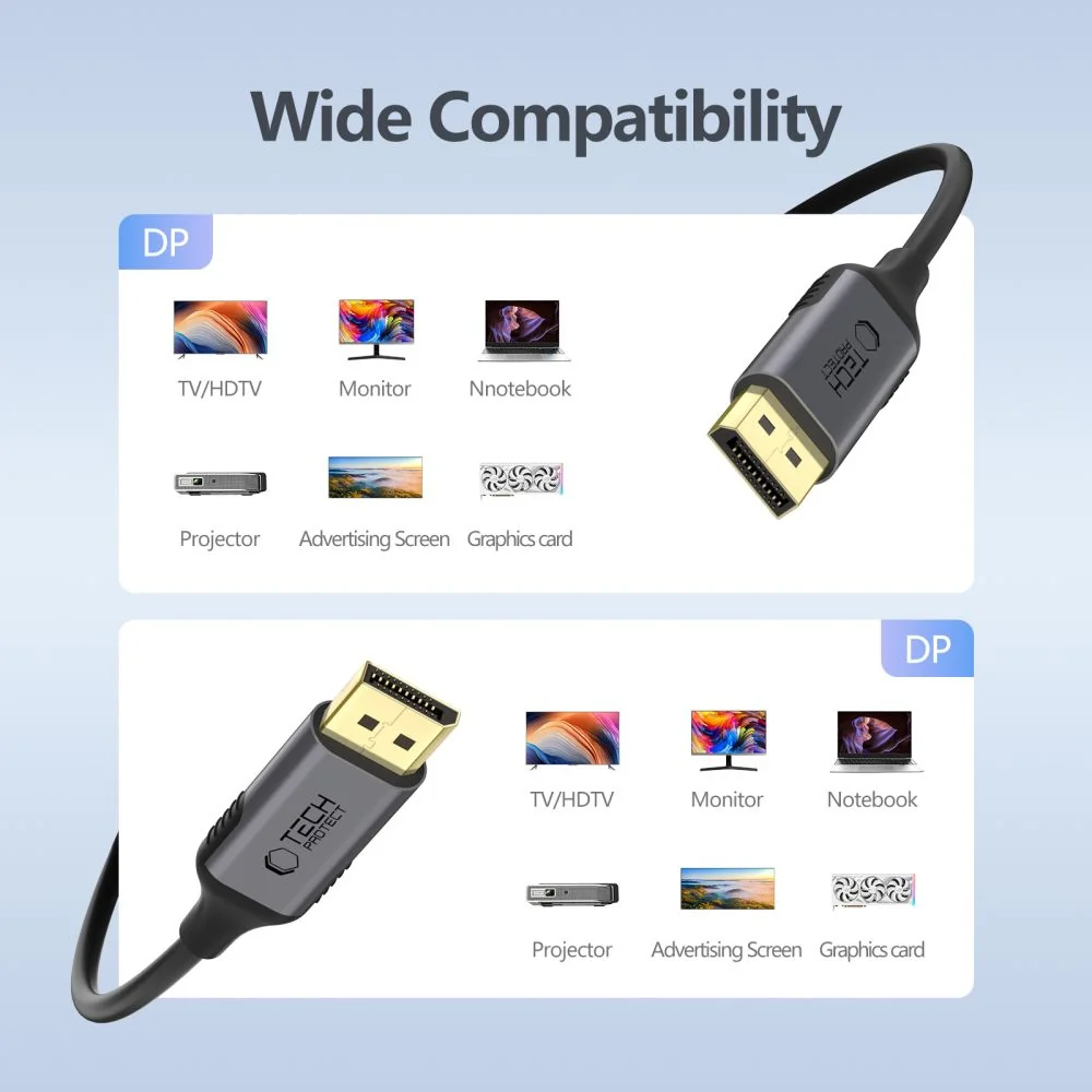 Tech-Protect Ultraboost kábel DisplayPort 1.4 4K 2m, čierny