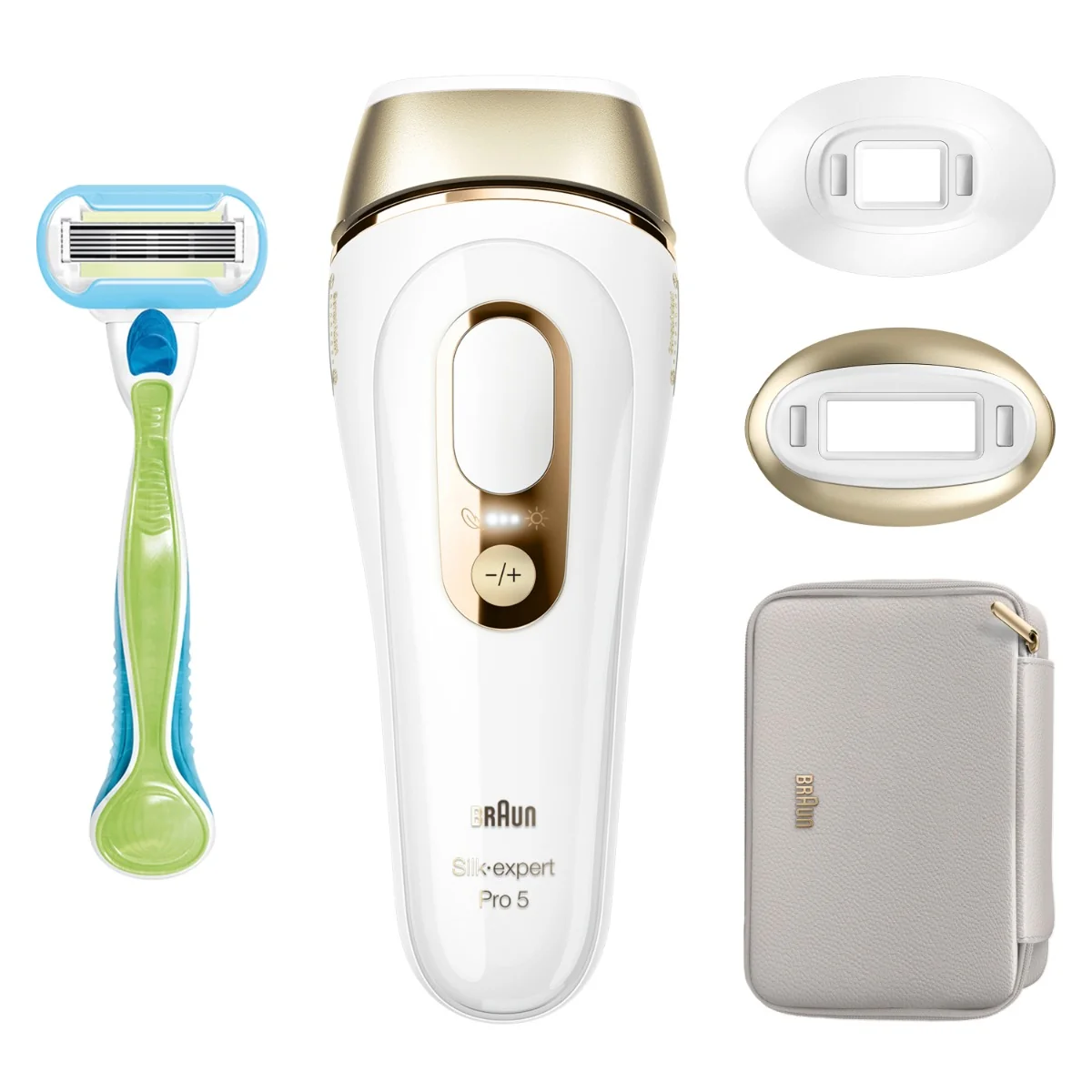 Braun IPL Silk·expert Pro 5, Odstraňovanie Chĺpkov v Pohodlí Domova, S Puzdro, 2 Hlavice, PL5152 1×1 ks, epilátor